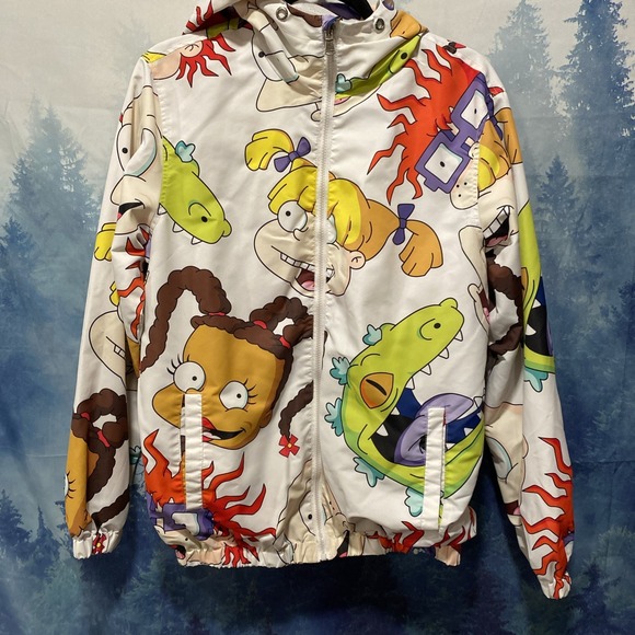 Members Only Other - MEMBERS ONLY NICKELODEON RUGRATS -‎ Men's White Lined Hoodie Jacket - Size Small